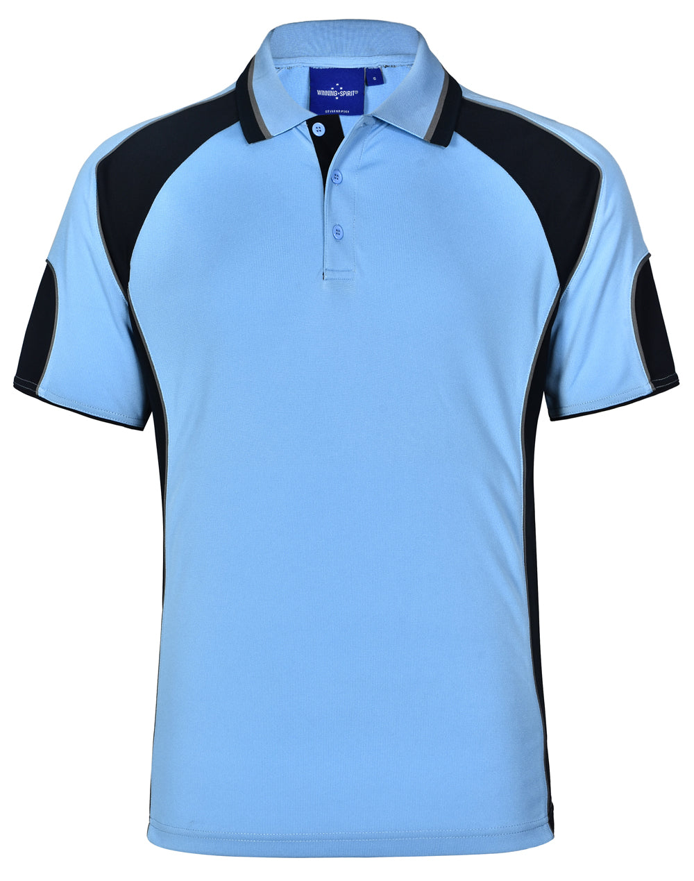 Men's Cooldry Contrast Polo With Sleeve Panel - Skyblue/Navy