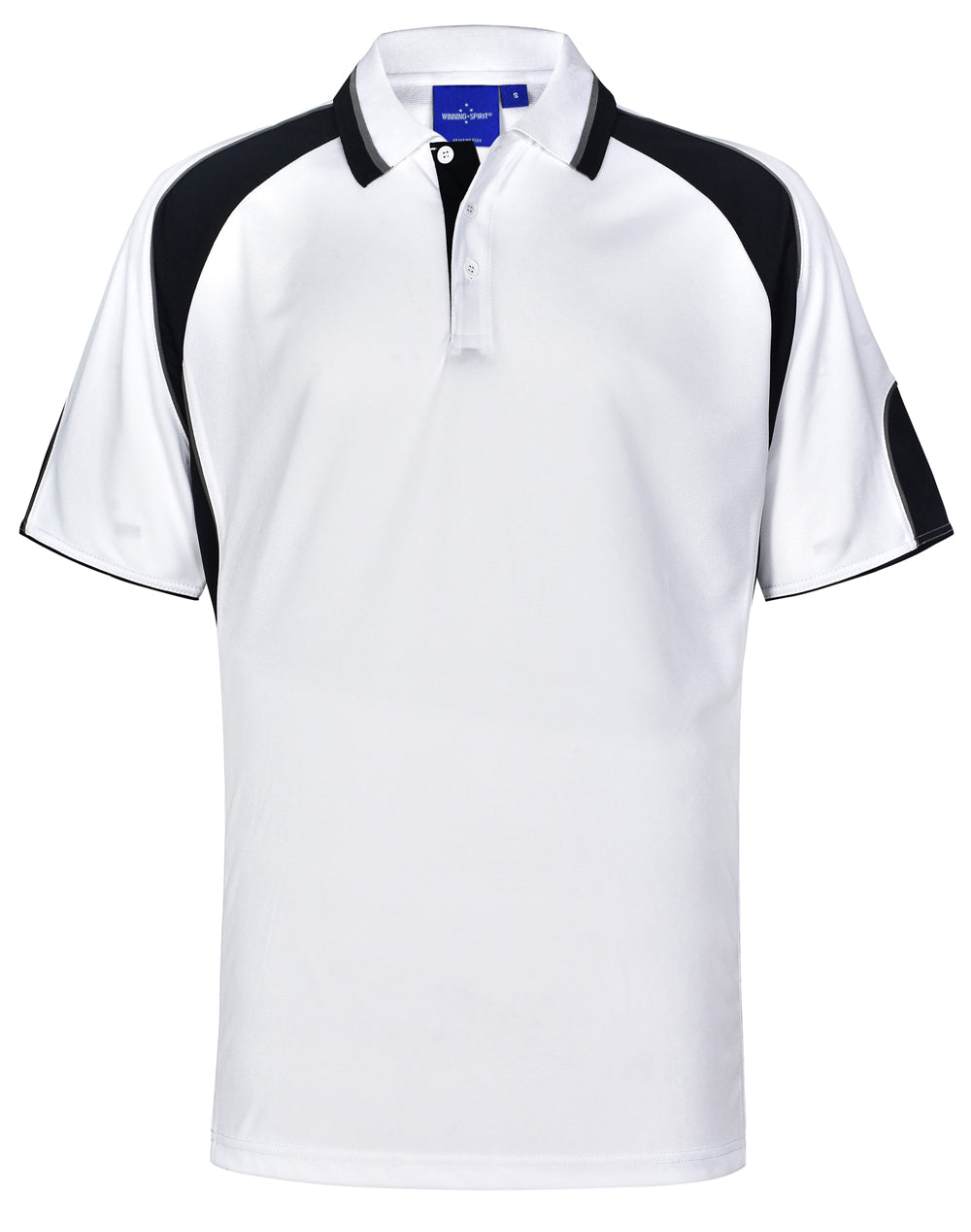 Men's Cooldry Contrast Polo With Sleeve Panel - White/Navy