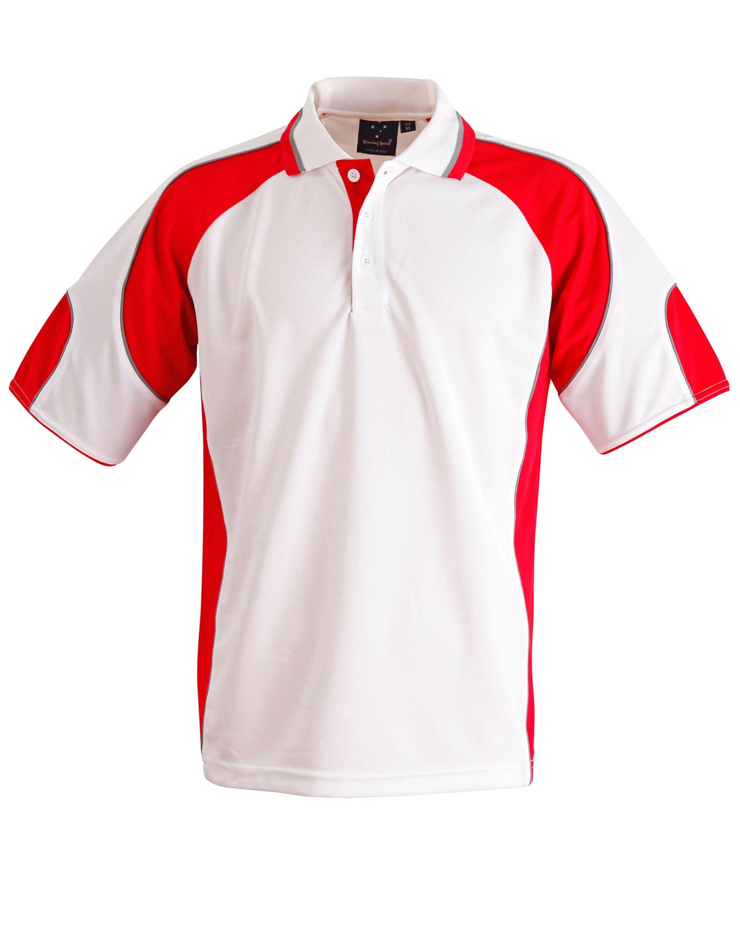 Men's Cooldry Contrast Polo With Sleeve Panel - White/Red