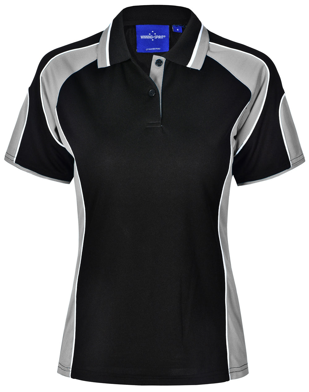 Ladies' Cooldry Contrast Polo With Sleeve Panel - Black/Ash