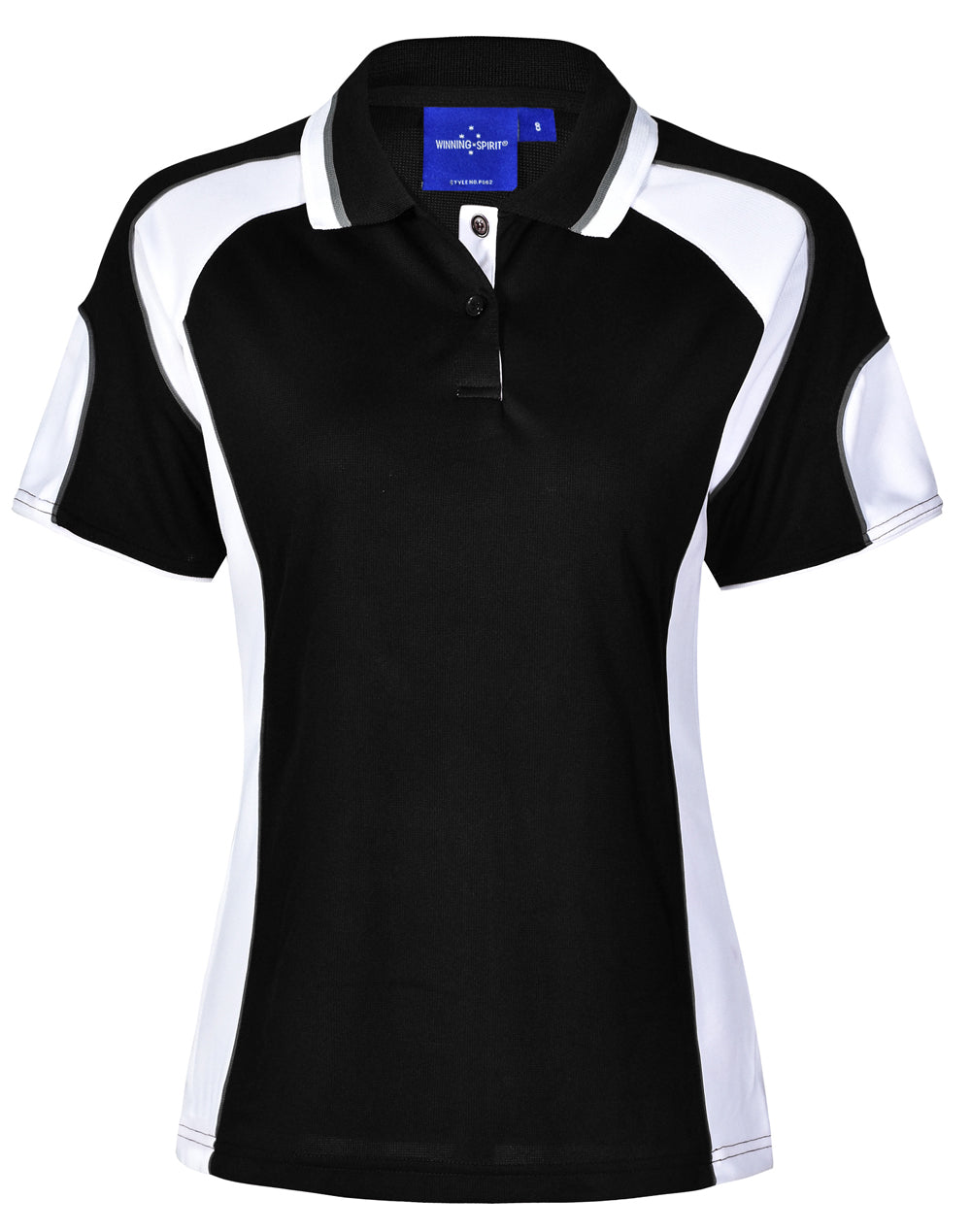 Ladies' Cooldry Contrast Polo With Sleeve Panel - Black/White