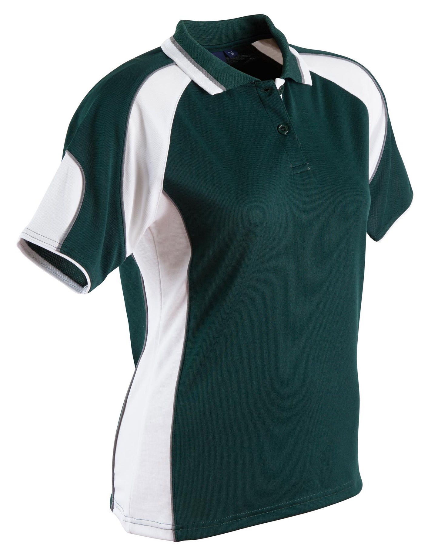 Ladies' Cooldry Contrast Polo With Sleeve Panel - Bottle/White