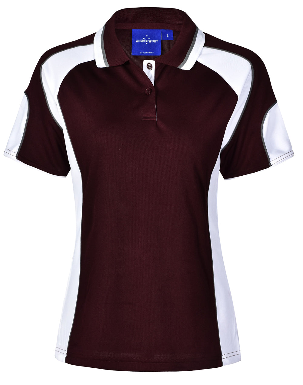 Ladies' Cooldry Contrast Polo With Sleeve Panel - Maroon/White