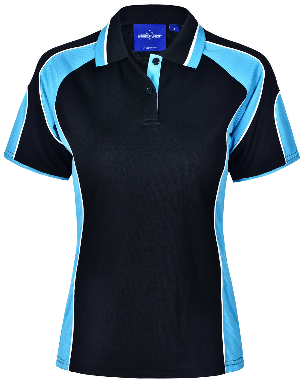 Ladies' Cooldry Contrast Polo With Sleeve Panel - Navy/Aqua Blue