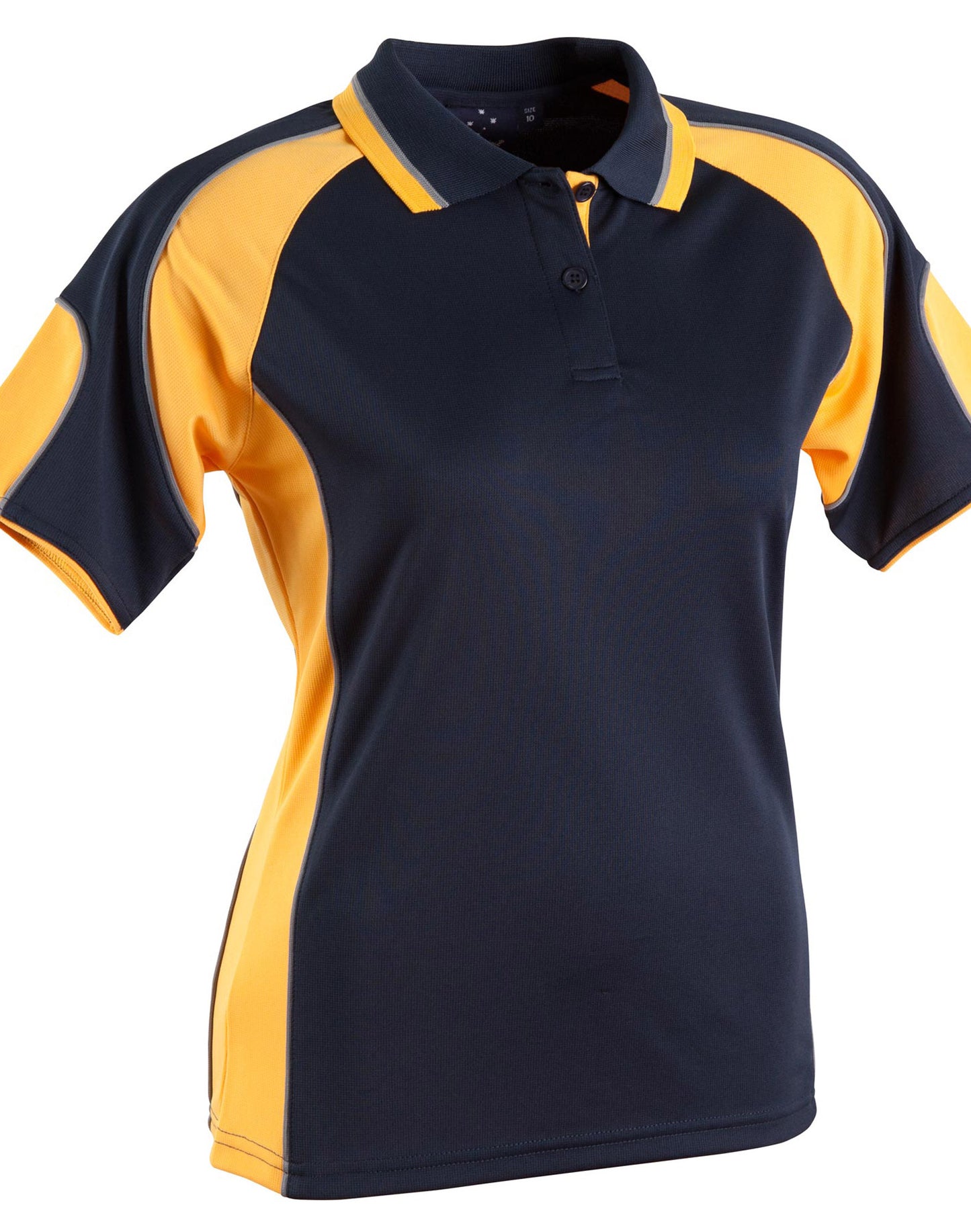 Ladies' Cooldry Contrast Polo With Sleeve Panel - Navy/Gold