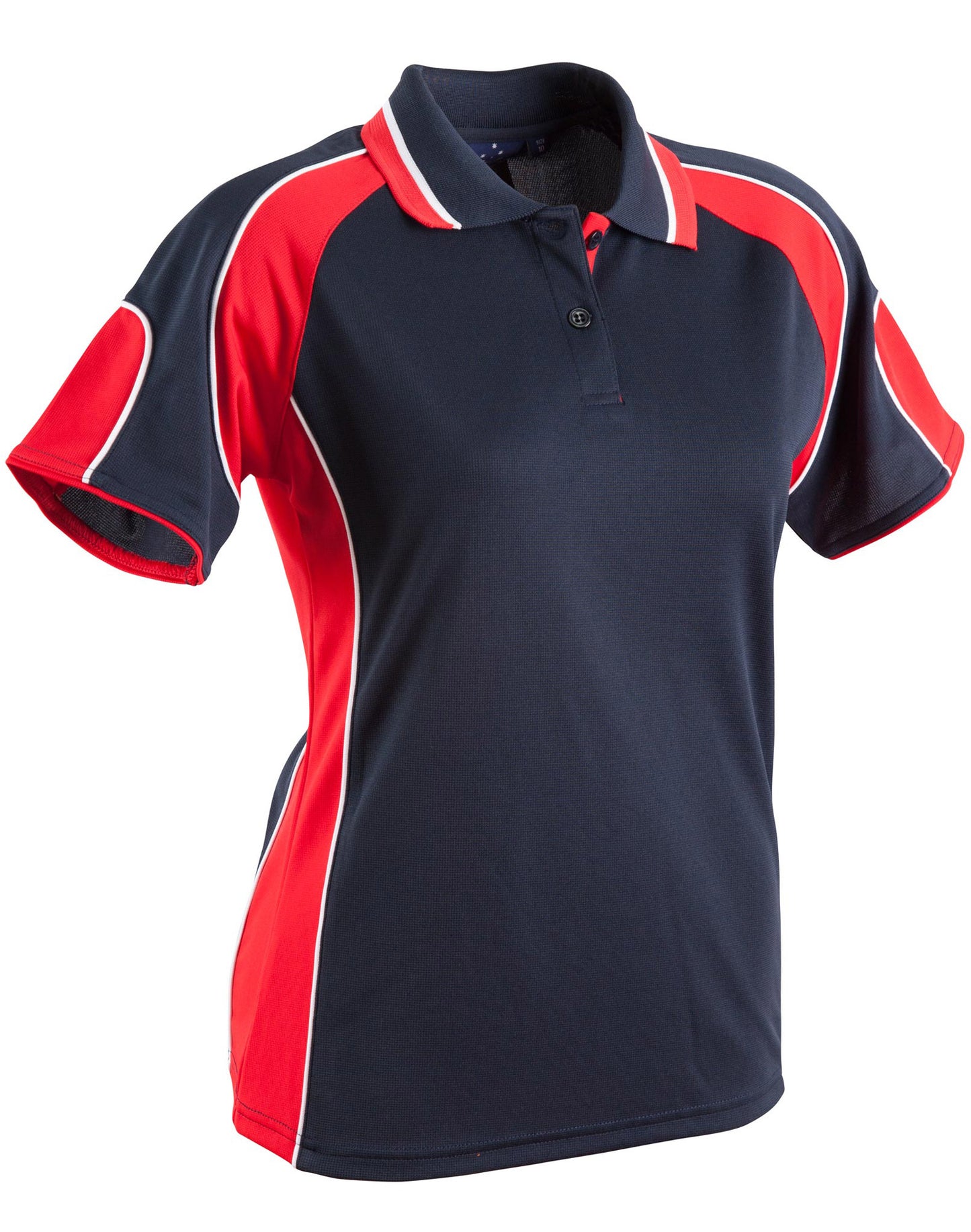 Ladies' Cooldry Contrast Polo With Sleeve Panel - Navy/Red