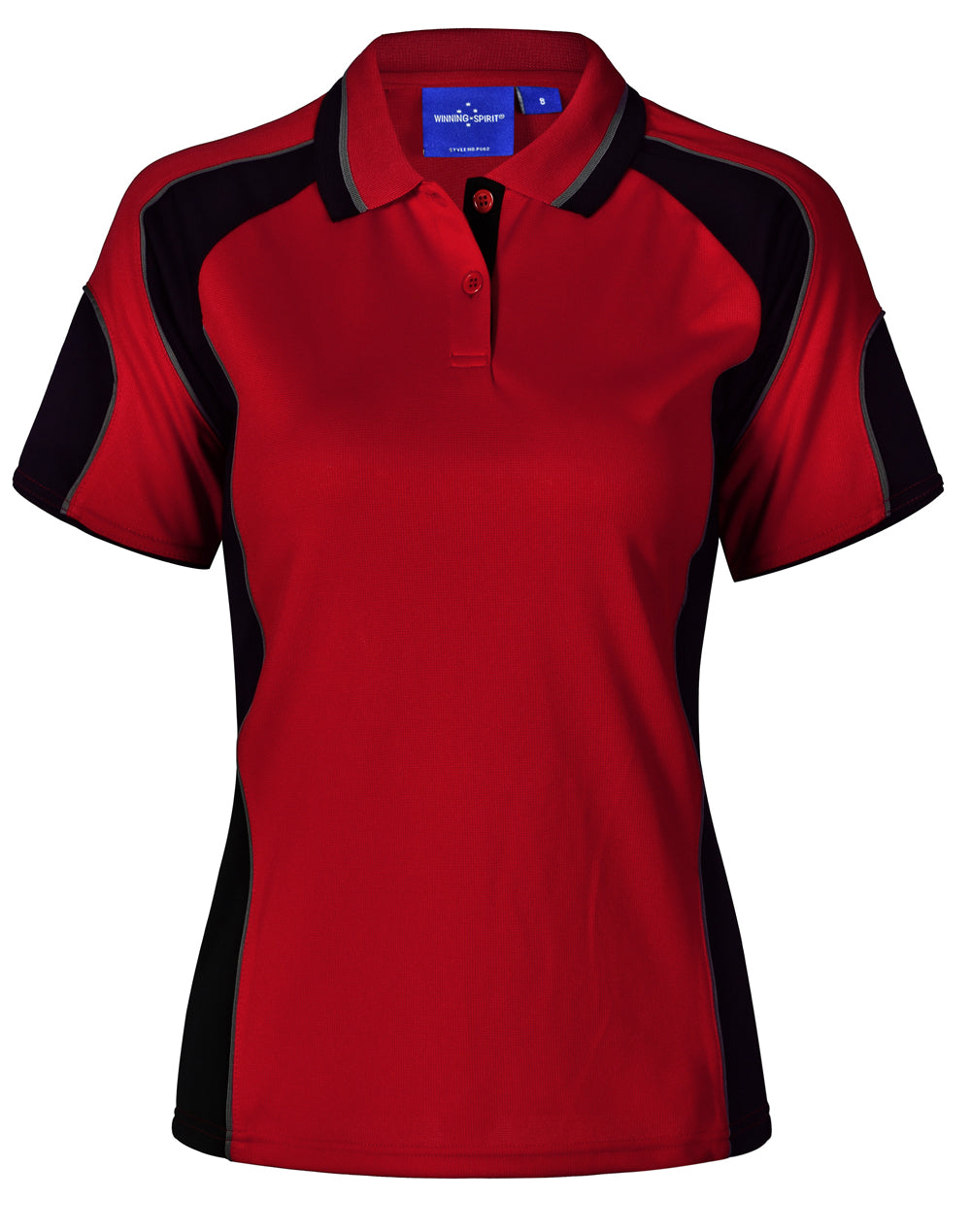 Ladies' Cooldry Contrast Polo With Sleeve Panel - Red/Black