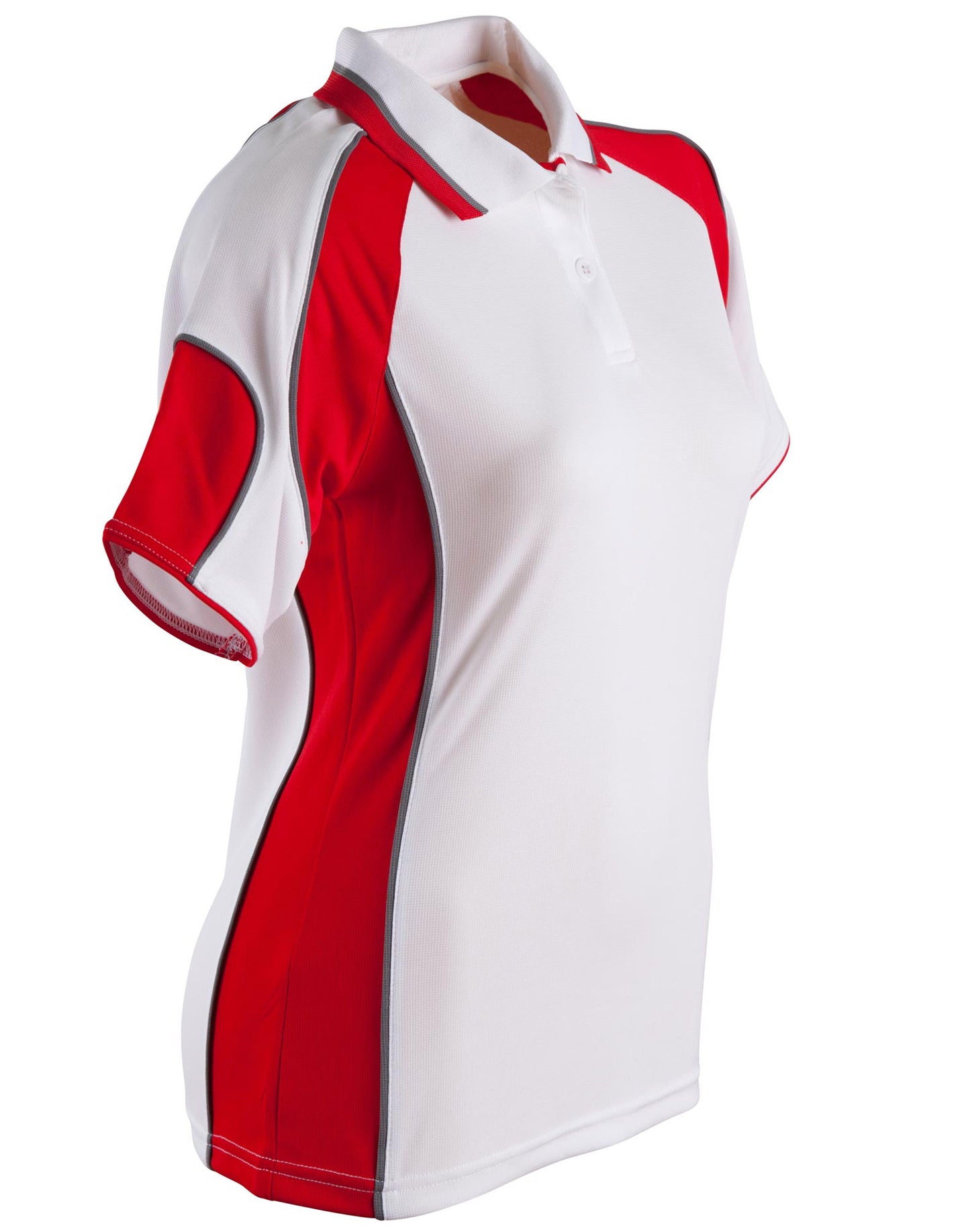 Ladies' Cooldry Contrast Polo With Sleeve Panel - White/Red