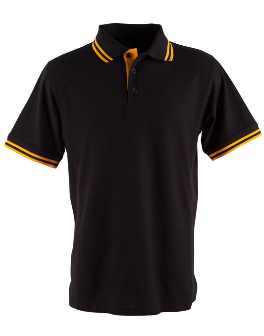 Kids' Truedry Contrast S/S Polo - Black/Gold