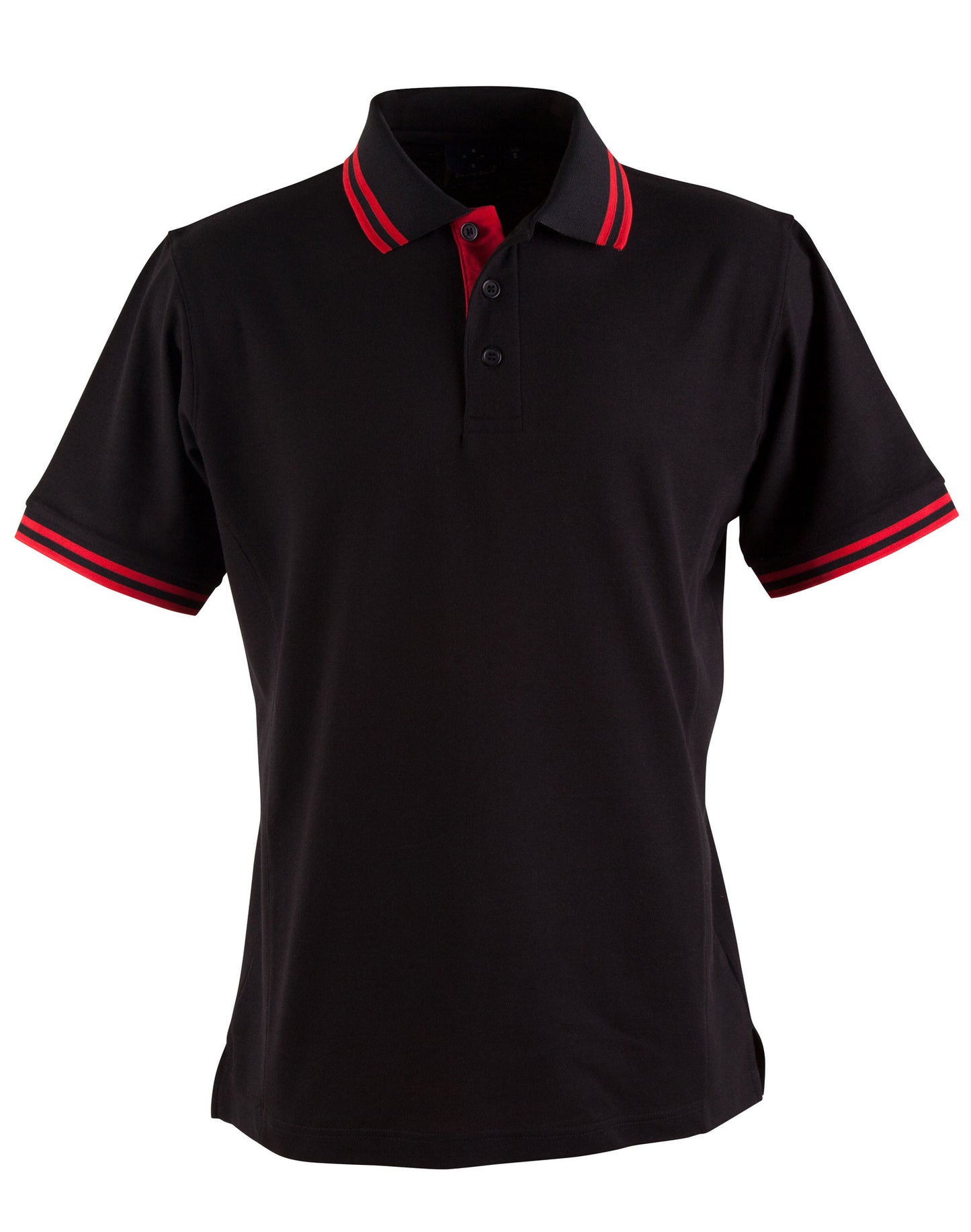 Kids' Truedry Contrast S/S Polo - Black/Red