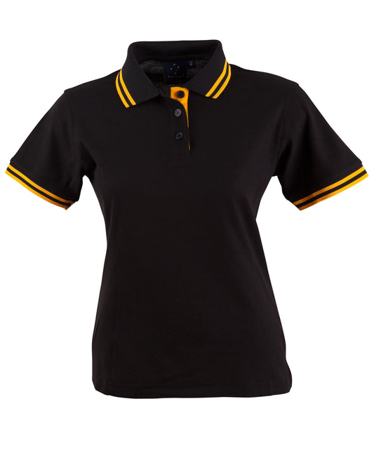 Ladies' Truedry Contrast S/S Polo - Black/Gold