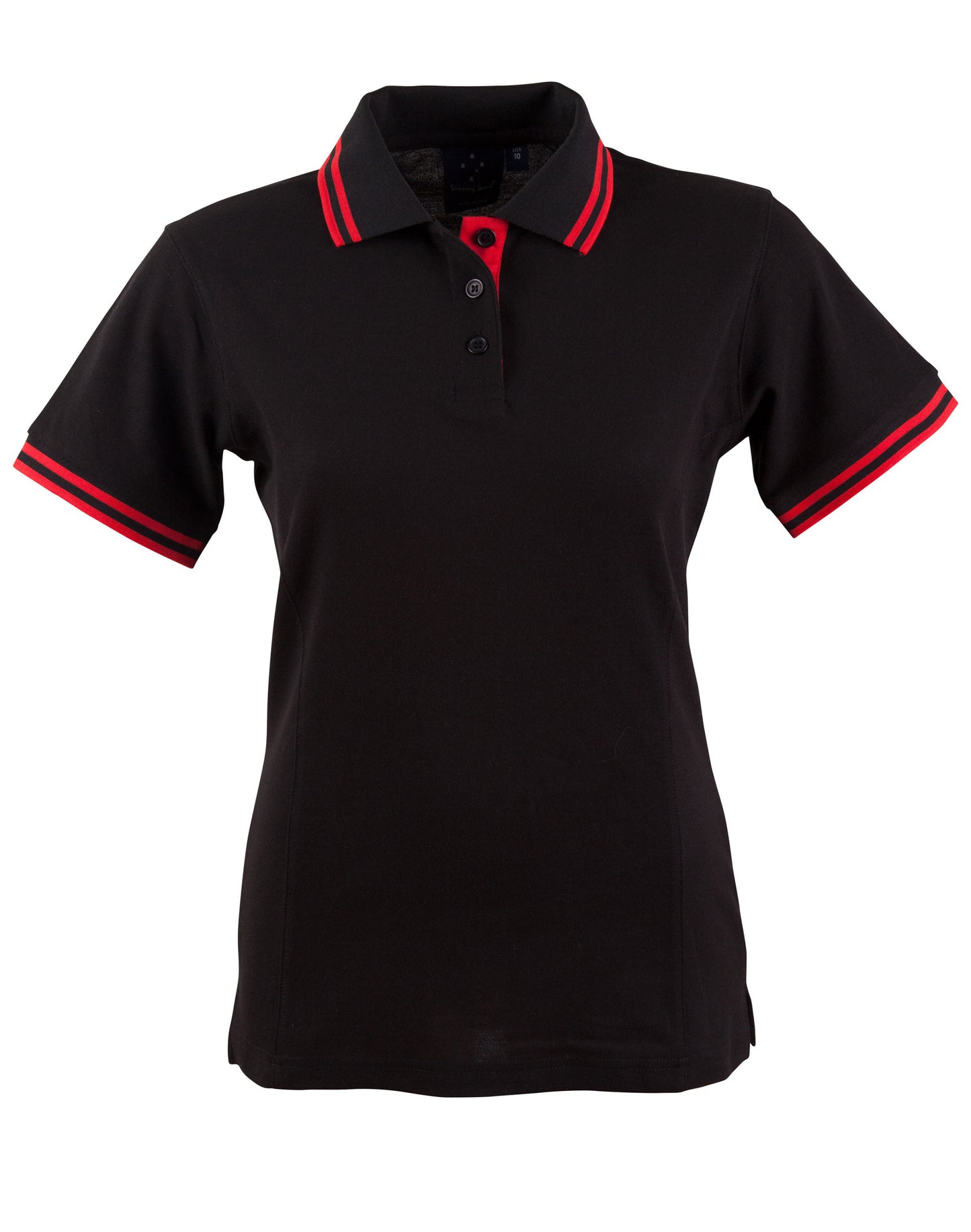 Ladies' Truedry Contrast S/S Polo - Black/Red