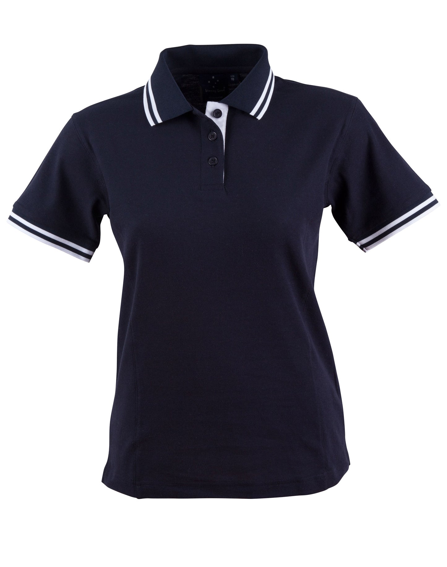 Ladies' Truedry Contrast S/S Polo - Navy/White
