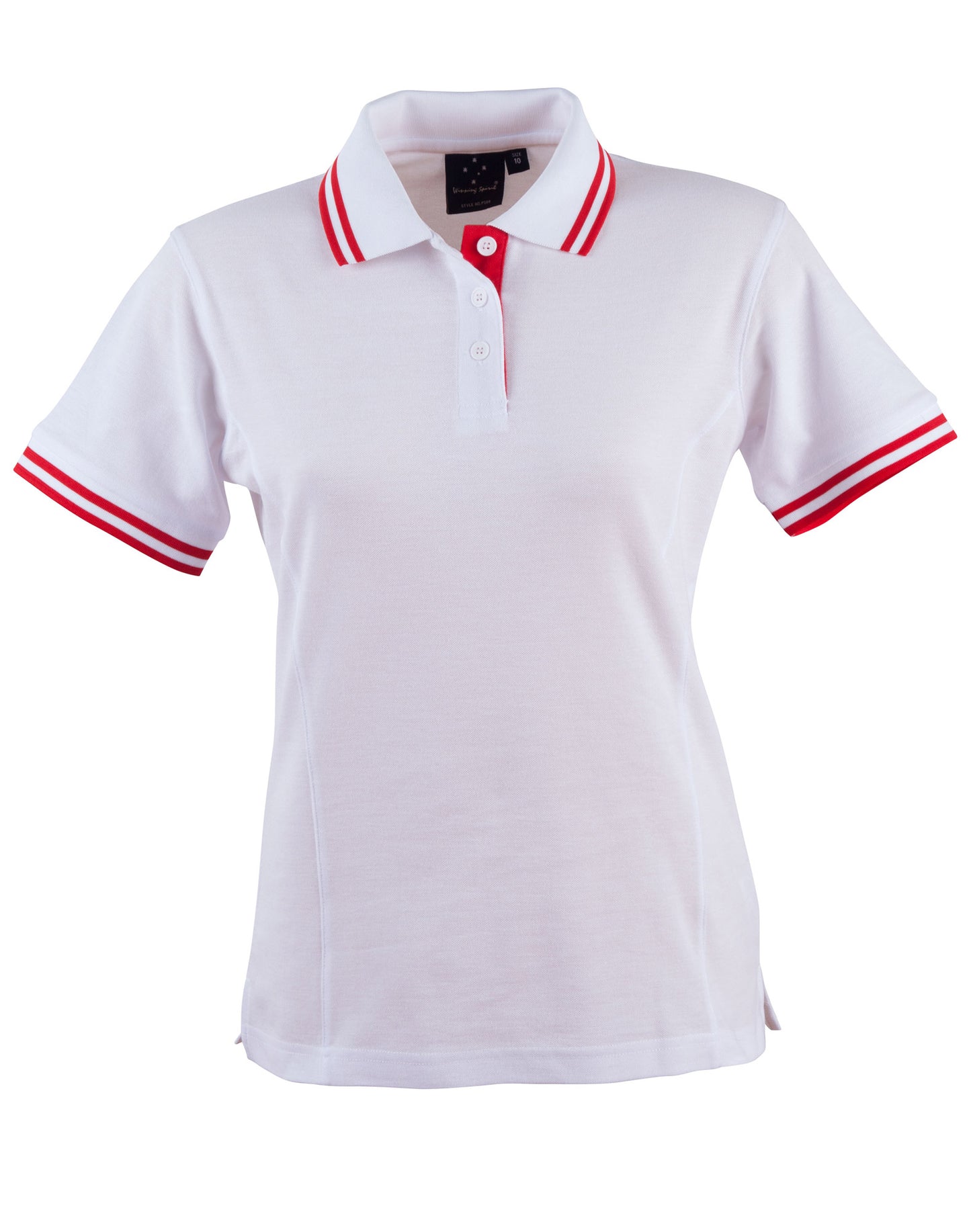 Ladies' Truedry Contrast S/S Polo - White/Red