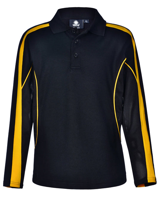 Kids' TrueDry Long Sleeve Polo - Black/Gold