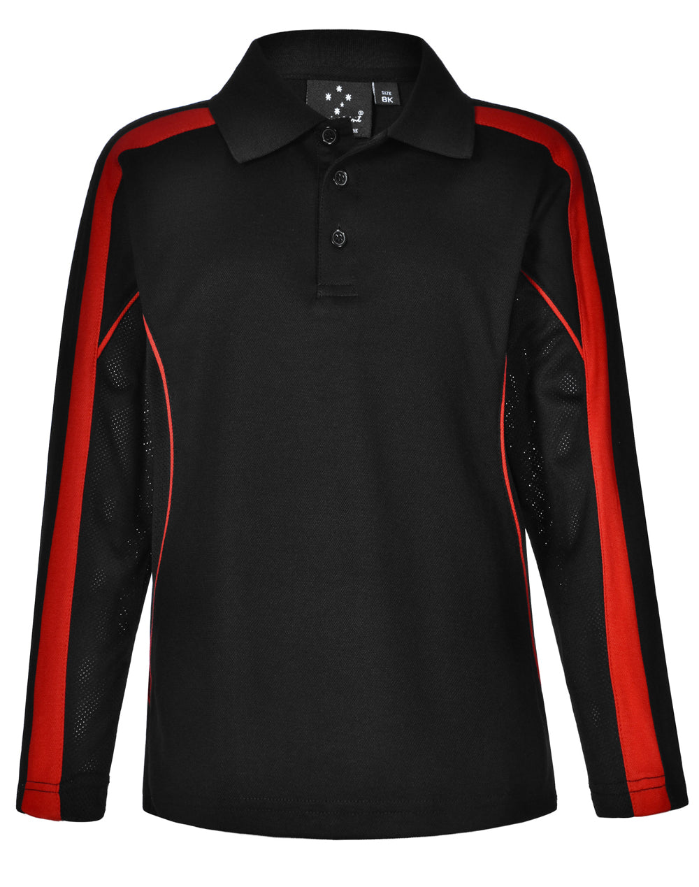 Kids' TrueDry Long Sleeve Polo - Black/Red