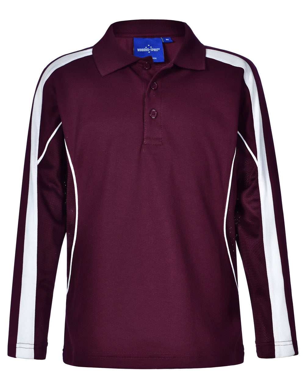 Kids' TrueDry Long Sleeve Polo - Maroon/White