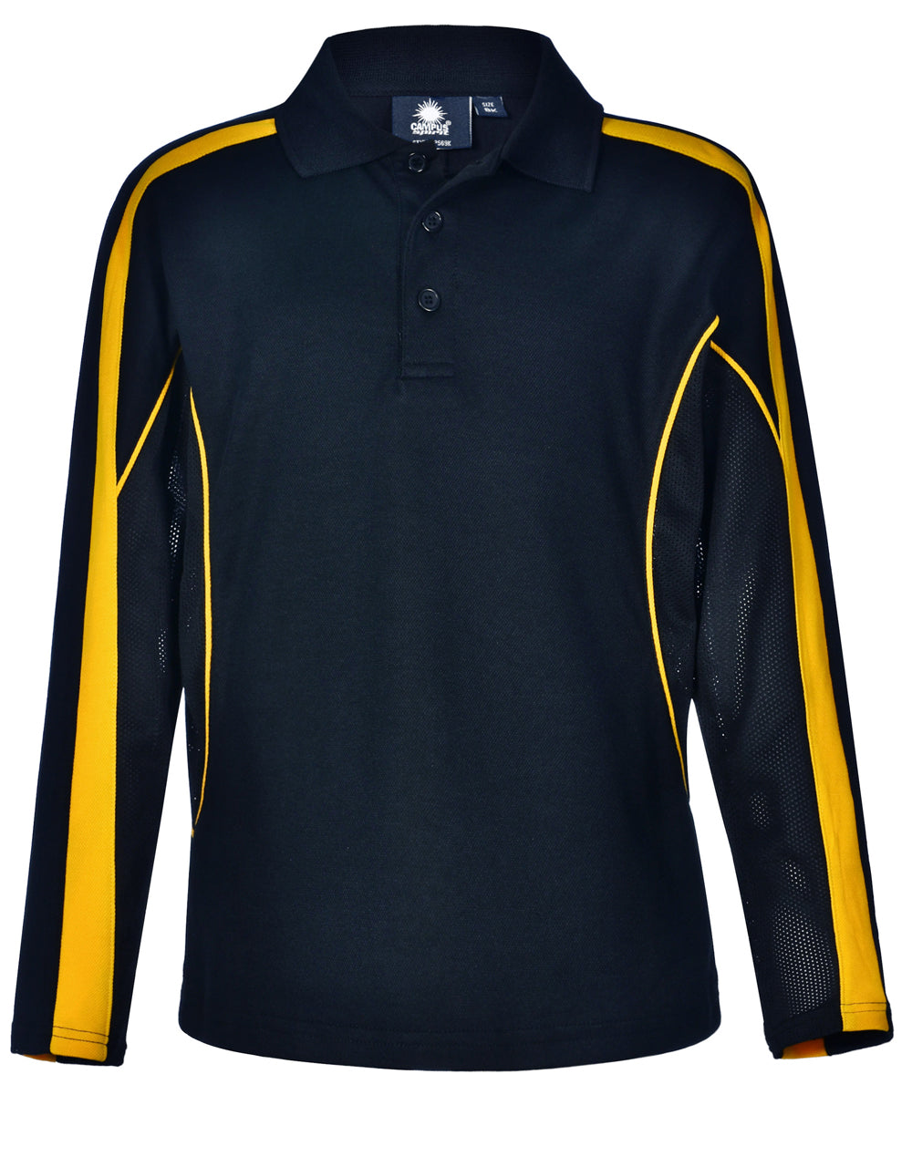 Kids' TrueDry Long Sleeve Polo - Navy/Gold