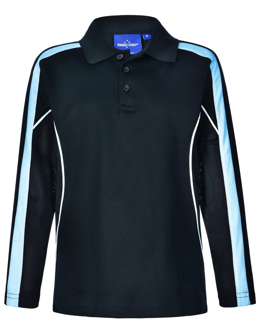 Kids' TrueDry Long Sleeve Polo - Navy/Skyblue