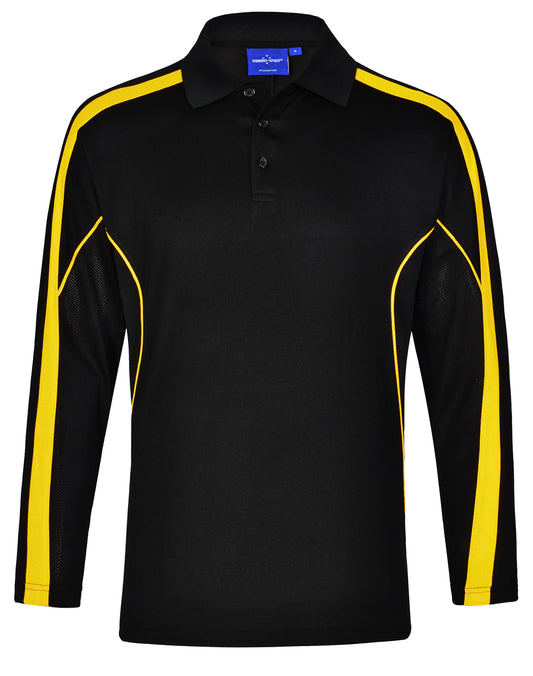 Men's TrueDry Long Sleeve Polo - Black/Gold