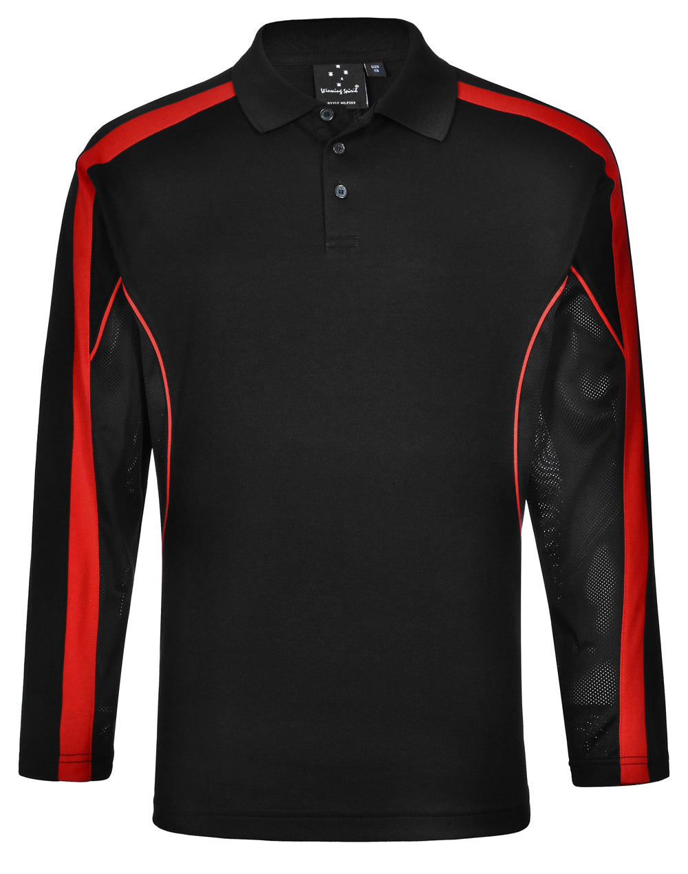 Men's TrueDry Long Sleeve Polo - Black/Red