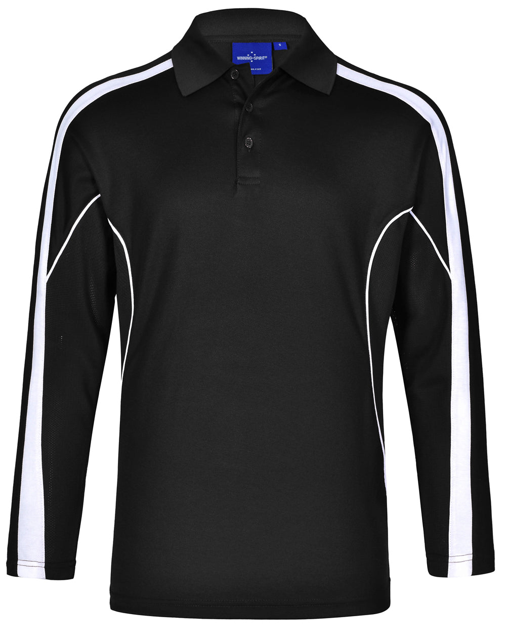 Men's TrueDry Long Sleeve Polo - Black/White