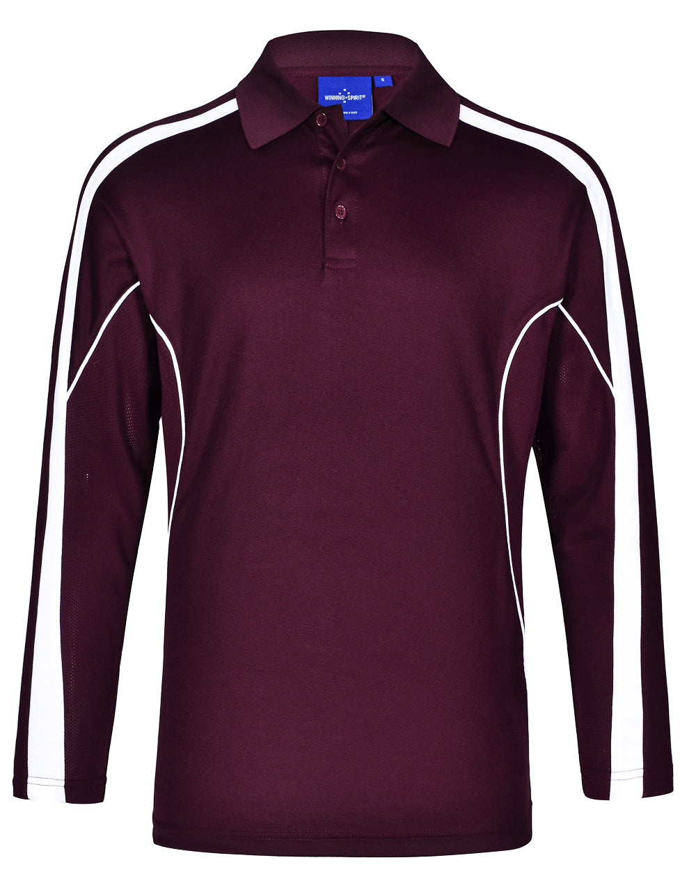 Men's TrueDry Long Sleeve Polo - Maroon/White