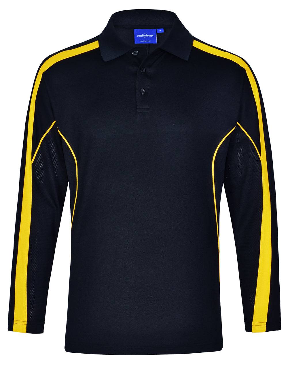 Men's TrueDry Long Sleeve Polo - Navy/Gold