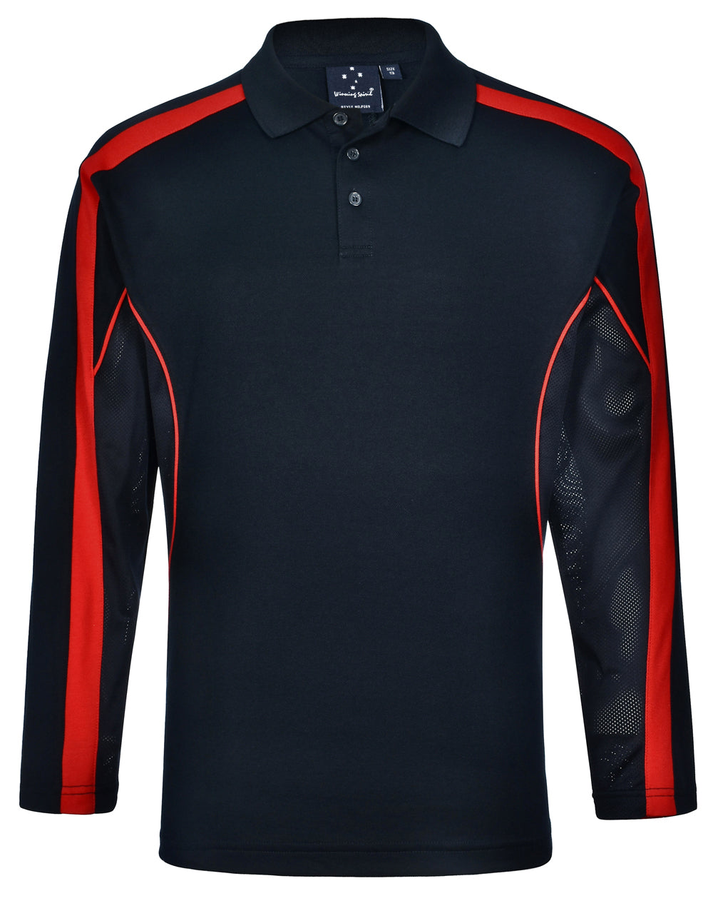 Men's TrueDry Long Sleeve Polo - Navy/Red
