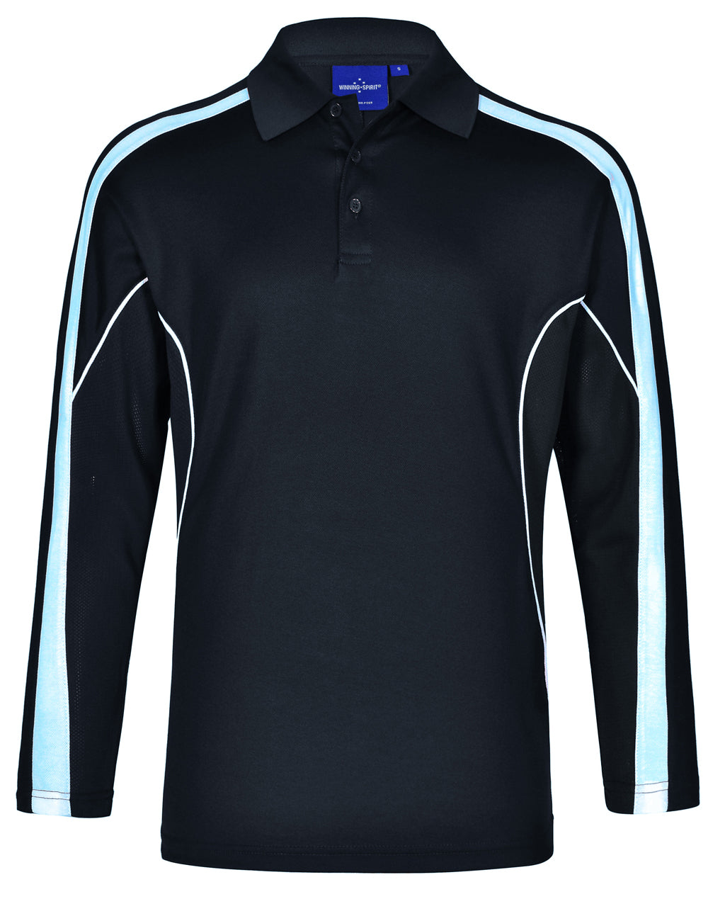 Men's TrueDry Long Sleeve Polo - Navy/Skyblue