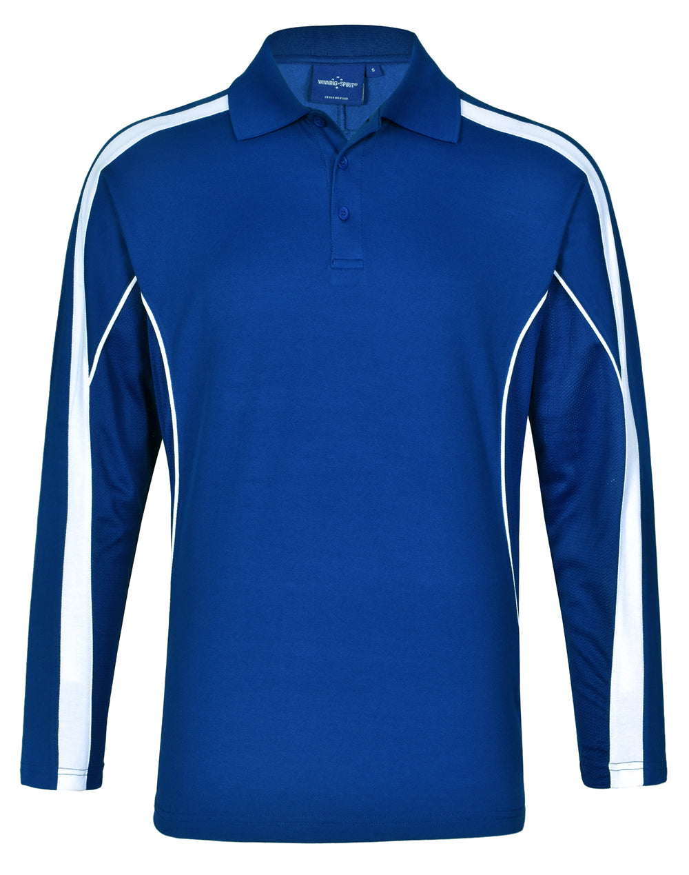 Men's TrueDry Long Sleeve Polo - Royal/White