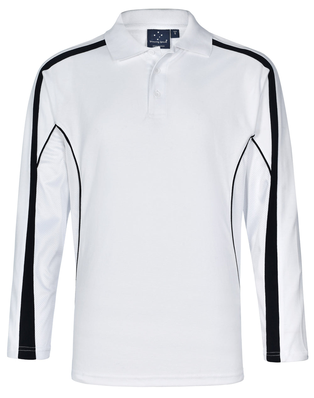 Men's TrueDry Long Sleeve Polo - White/Navy