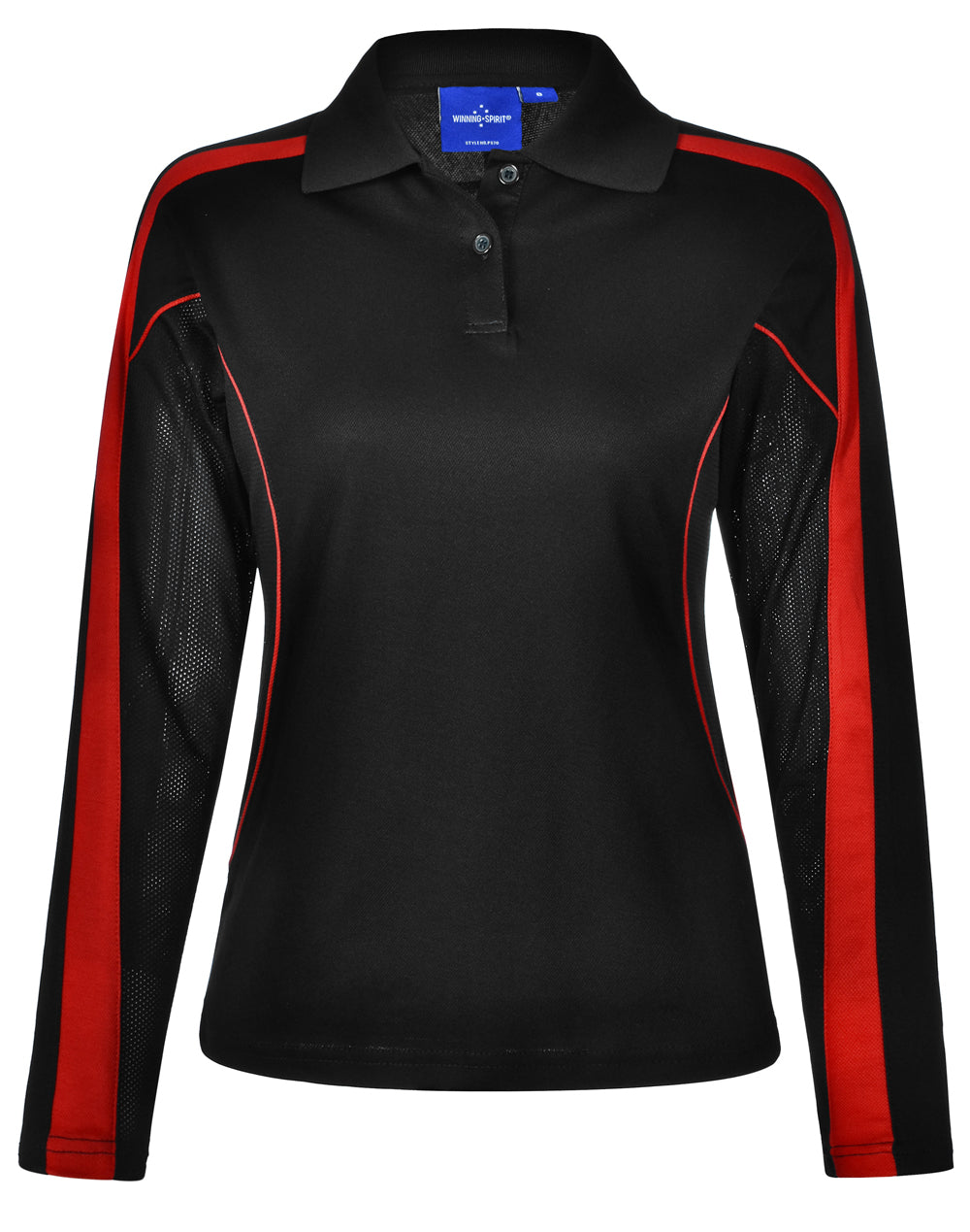 Ladies' TrueDry Long Sleeve Polo - Black/Red