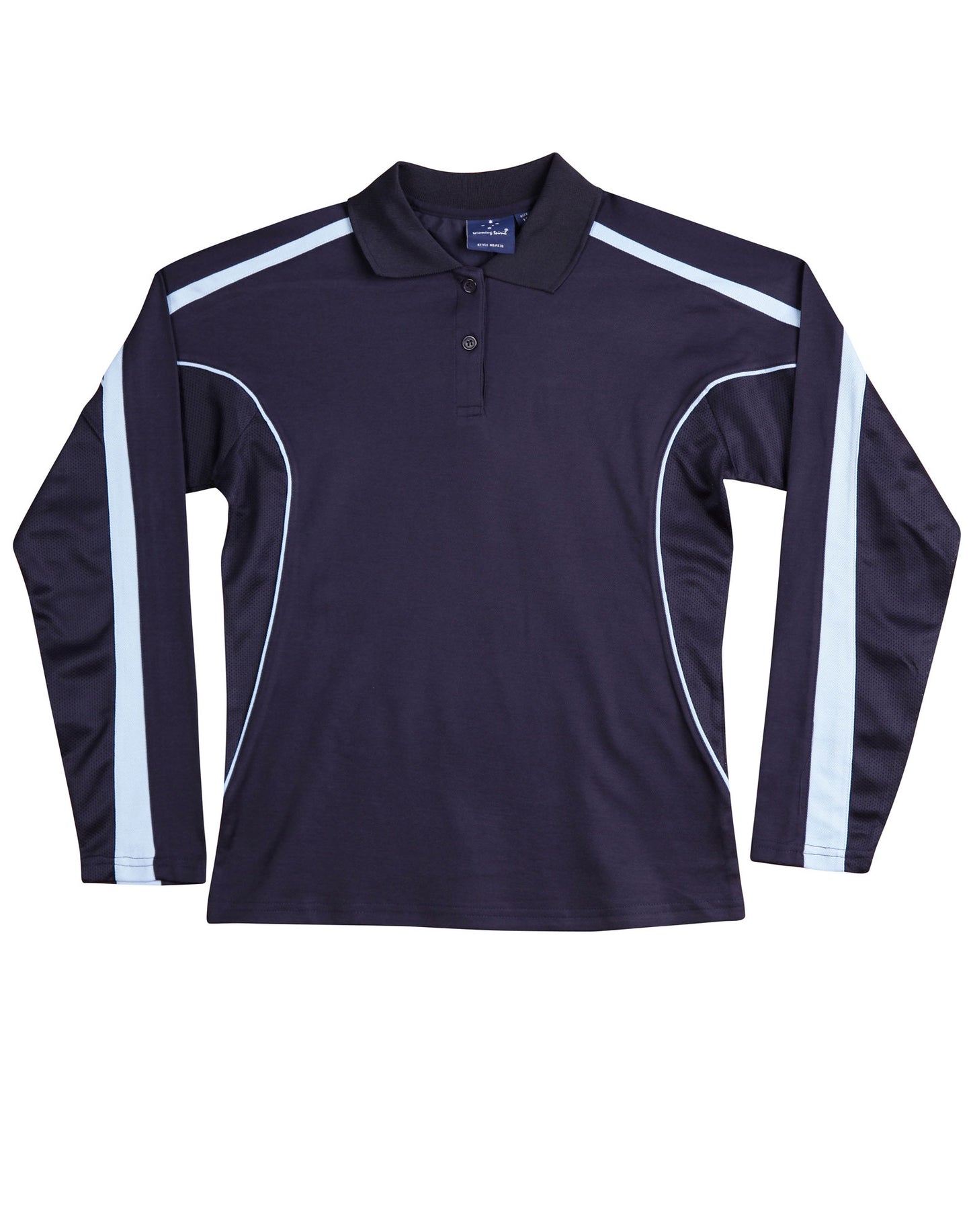 Ladies' TrueDry Long Sleeve Polo - Navy/Skyblue