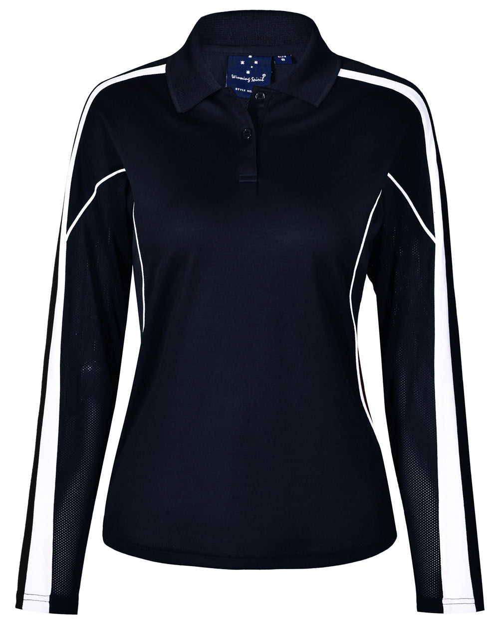 Ladies' TrueDry Long Sleeve Polo - Navy/White