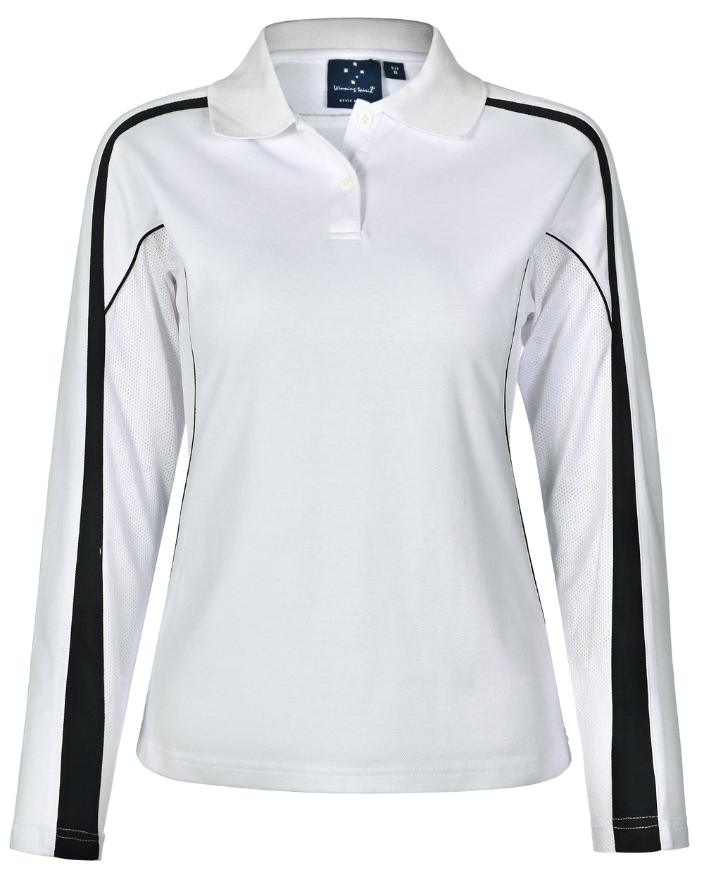 Ladies' TrueDry Long Sleeve Polo - White/Navy
