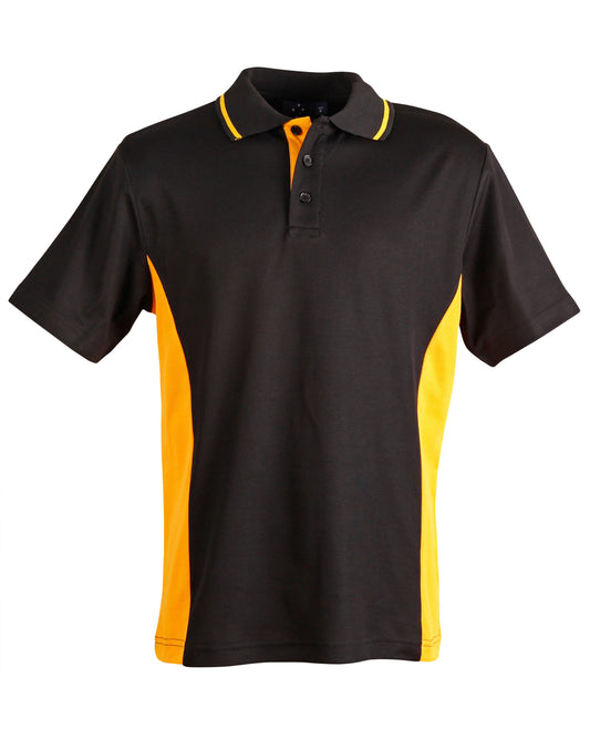 Kids' TrueDry Contrast S/S Polo - Black/Gold