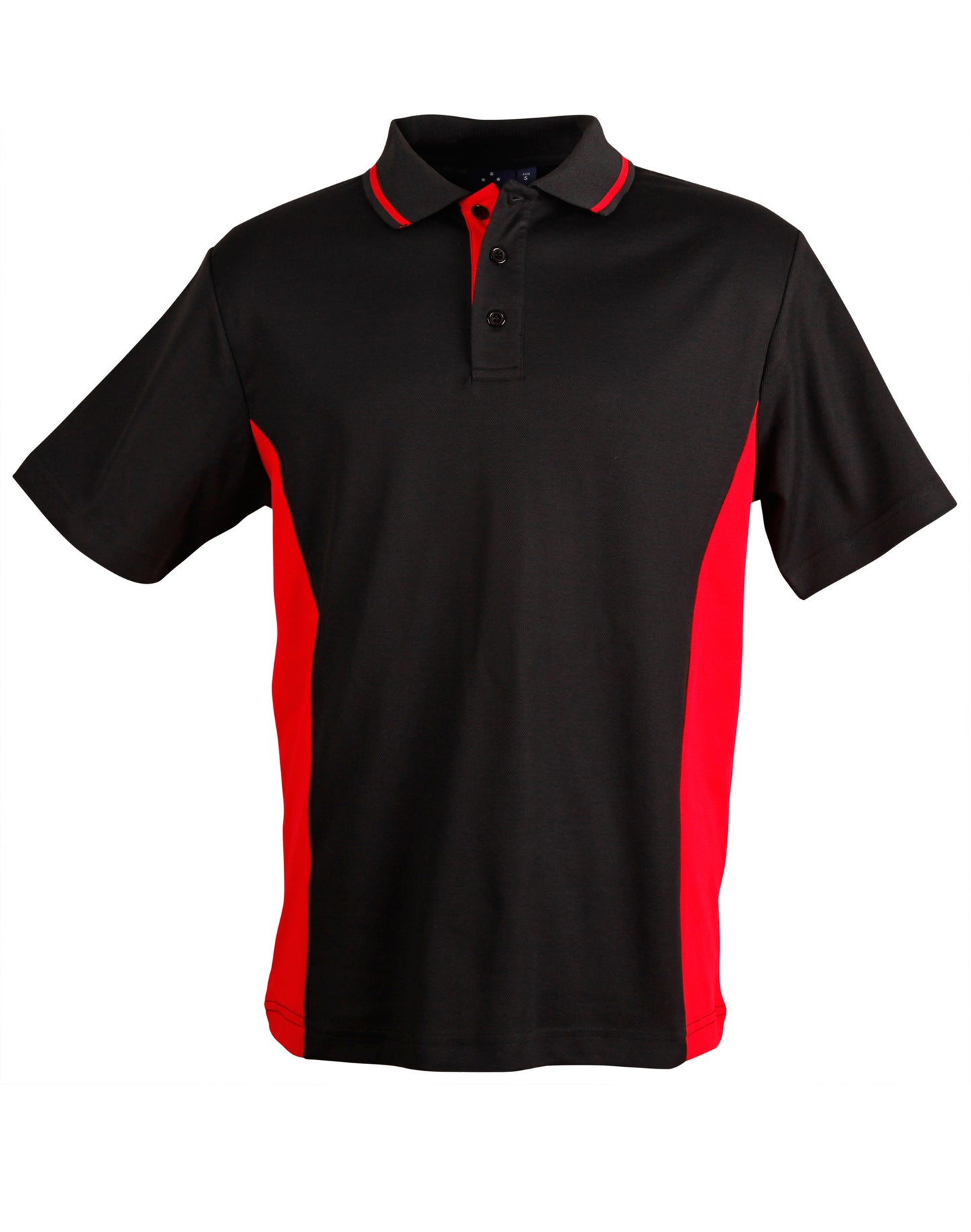 Kids' TrueDry Contrast S/S Polo - Black/Red