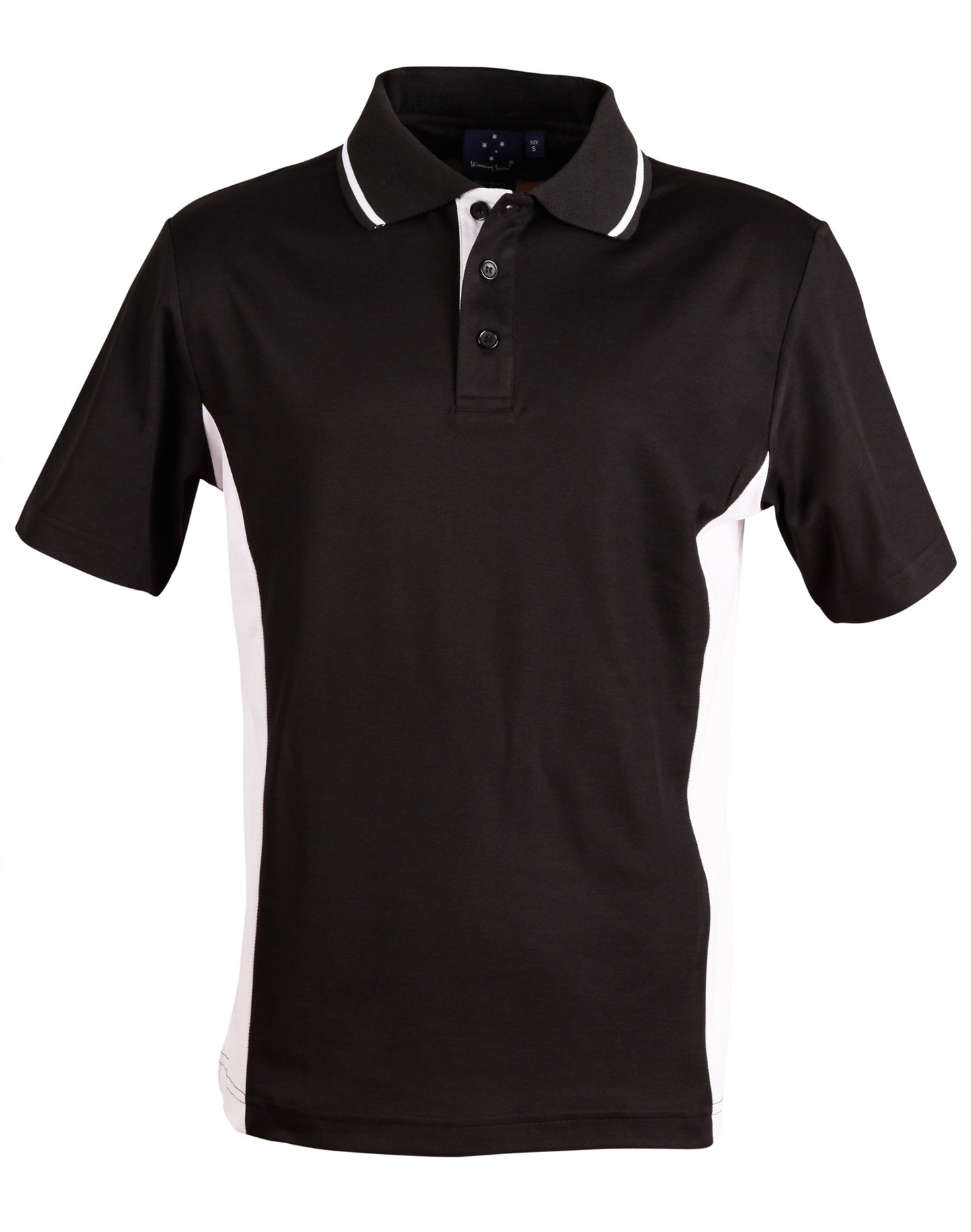 Kids' TrueDry Contrast S/S Polo - Black/White