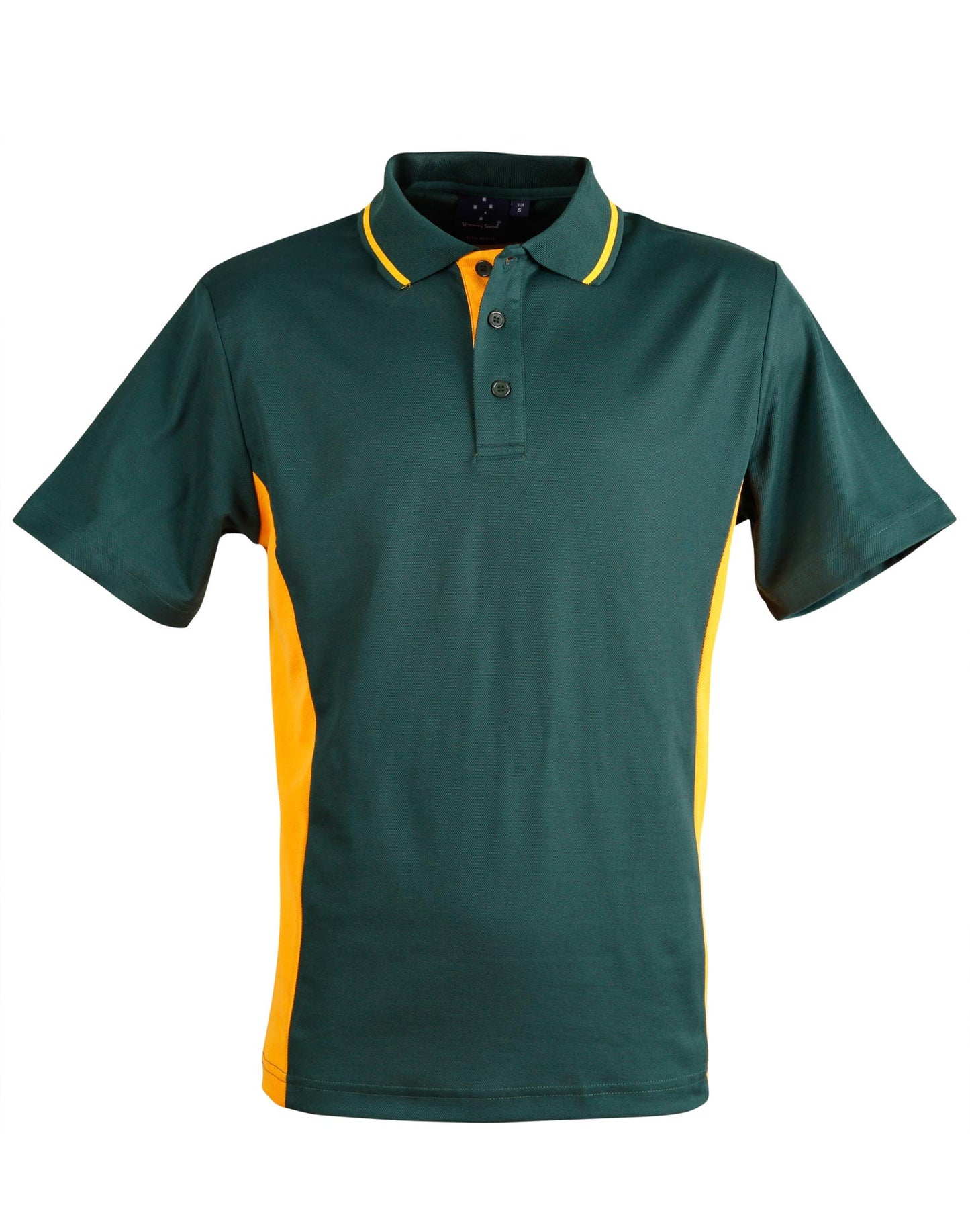 Men's TrueDry Contrast S/S Polo - Bottle/Gold