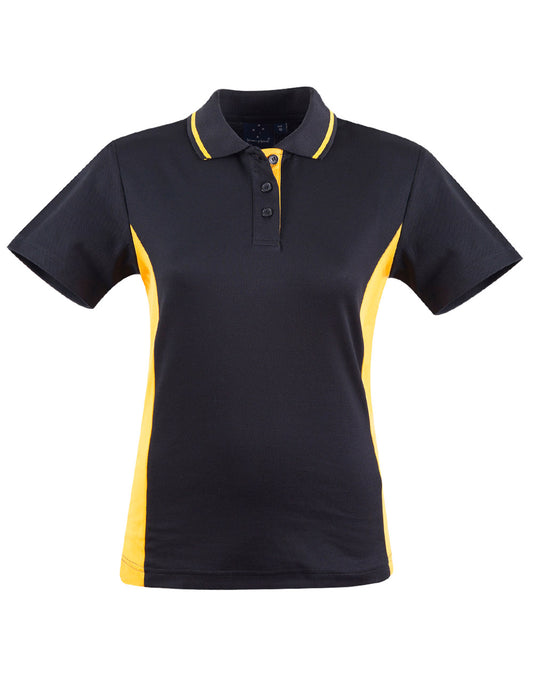 Ladies' TrueDry Contrast S/S Polo - Black/Gold