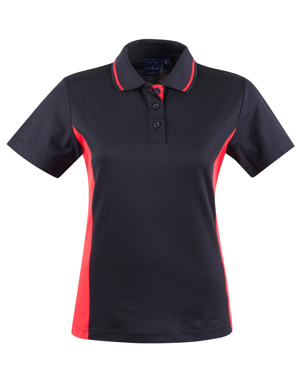 Ladies' TrueDry Contrast S/S Polo - Black/Red