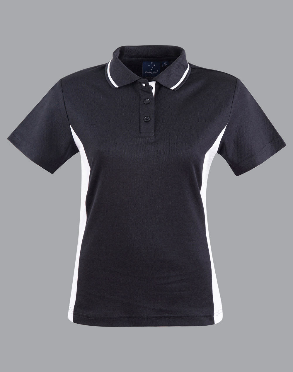 Ladies' TrueDry Contrast S/S Polo - Black/White