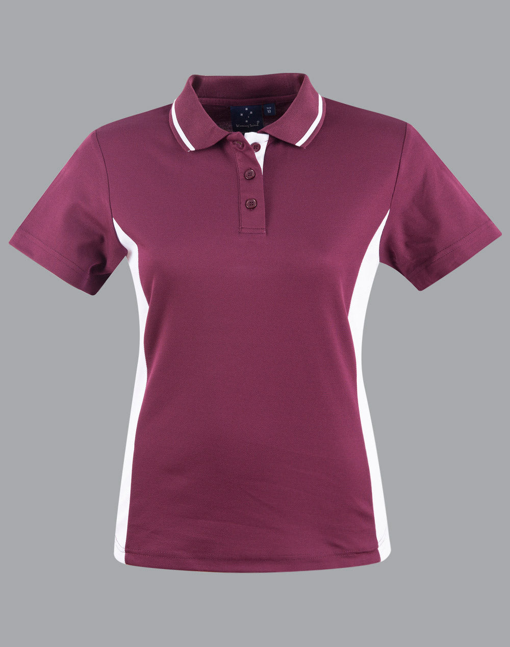 Ladies' TrueDry Contrast S/S Polo - Maroon/White