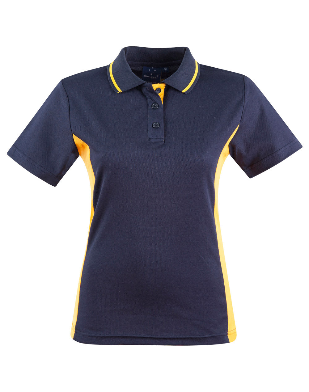 Ladies' TrueDry Contrast S/S Polo - Navy/Gold
