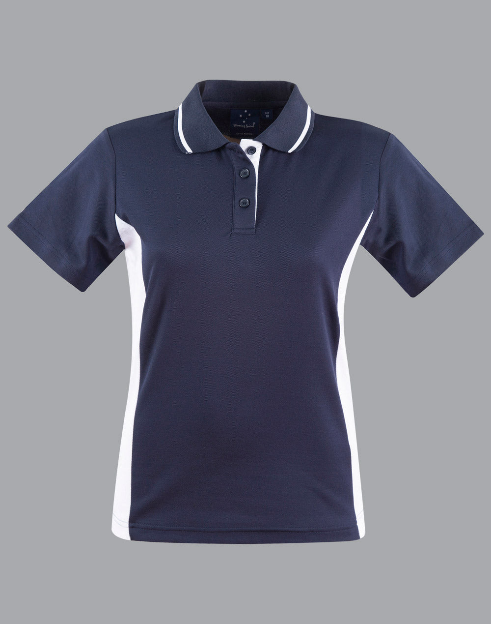 Ladies' TrueDry Contrast S/S Polo - Navy/White