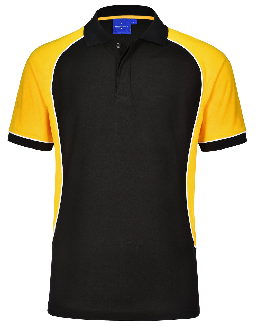 Men's TrueDry Tri-colour S/S Pique Polo - Black/White/Gold