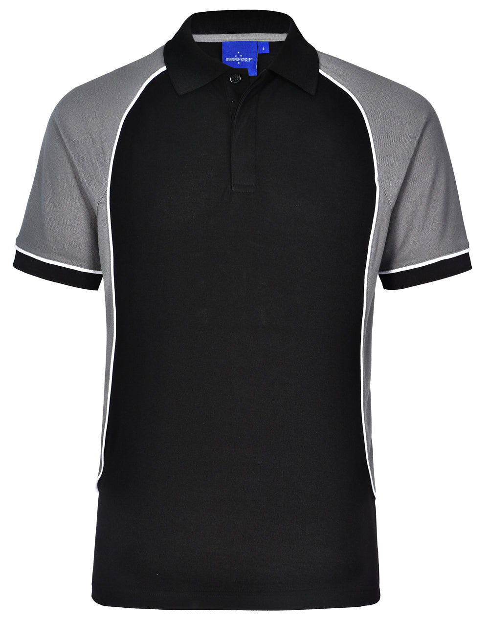 Kids' TrueDry Tri-colour S/S Pique Polo - Black/White/Grey