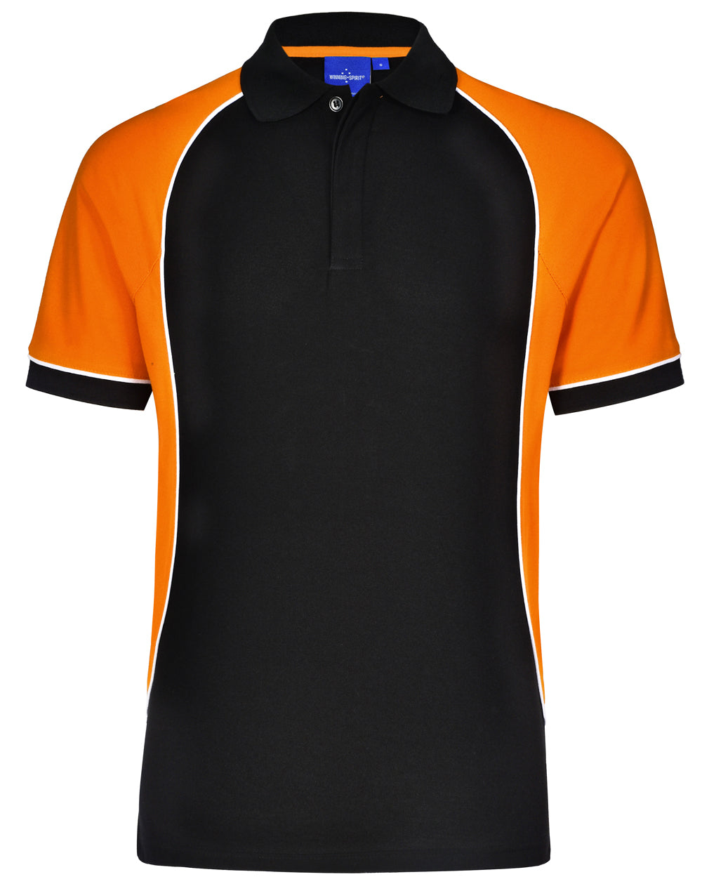 Men's TrueDry Tri-colour S/S Pique Polo - Black/White/Orange