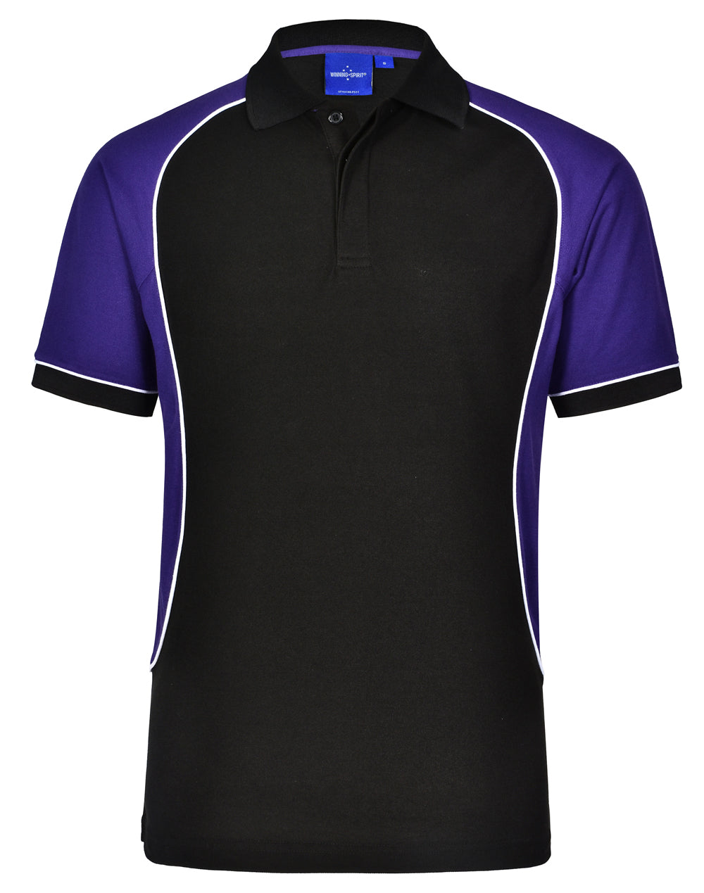 Kids' TrueDry Tri-colour S/S Pique Polo - Black/White/Purple